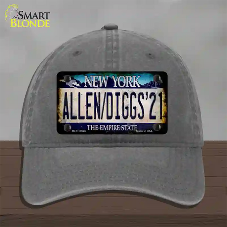 Allen Diggs 21 NY Blue Novelty License Plate Hat Tag Unconstructed Cotton / Charcoal