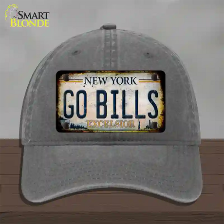 Go Bills New York White Novelty License Plate Hat Tag Unconstructed Cotton / Charcoal