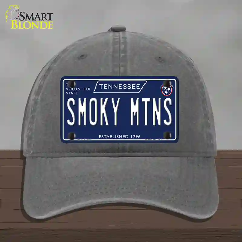 Smoky Mtns Tennessee Blue Novelty License Plate Hat Tag Unconstructed Cotton / Charcoal