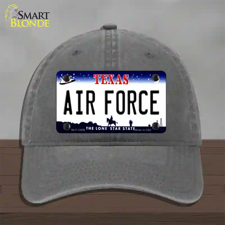 Texas Air Force Novelty License Plate Hat Tag Unconstructed Cotton / Charcoal