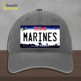 Texas Marines Novelty License Plate Hat Tag Unconstructed Cotton / Charcoal