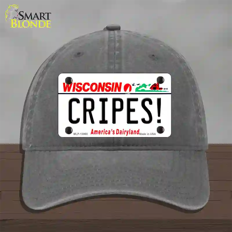 Cripes Wisconsin Novelty License Plate Hat Tag Unconstructed Cotton / Charcoal