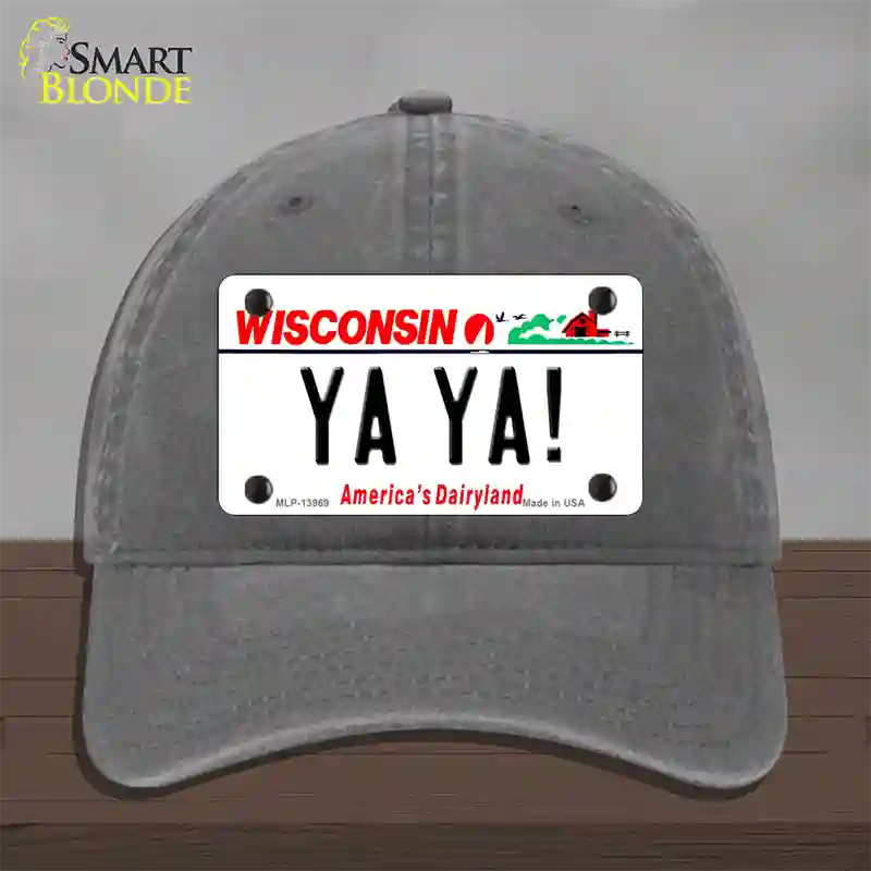 Ya Ya Wisconsin Novelty License Plate Hat Tag Unconstructed Cotton / Charcoal