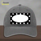 White Black Polka Dot Center Oval Novelty License Plate Hat Unconstructed Cotton / Charcoal