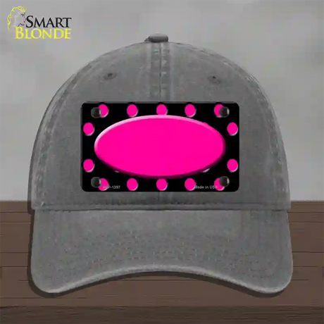 Pink Black Polka Dot Pink Center Oval Black Novelty License Plate Hat Unconstructed Cotton / Charcoal