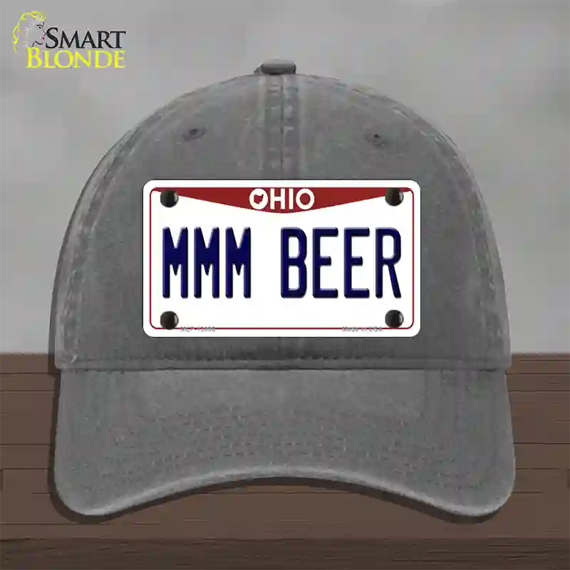 MMM Beer Ohio Novelty License Plate Hat Tag Unconstructed Cotton / Charcoal