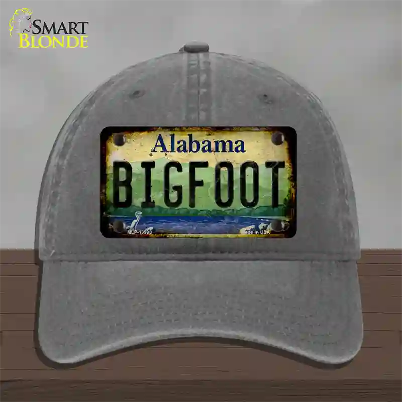 Bigfoot Alabama Novelty License Plate Hat Tag Unconstructed Cotton / Charcoal