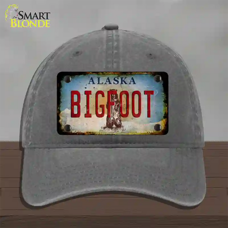 Bigfoot Alaska Novelty License Plate Hat Tag Unconstructed Cotton / Charcoal