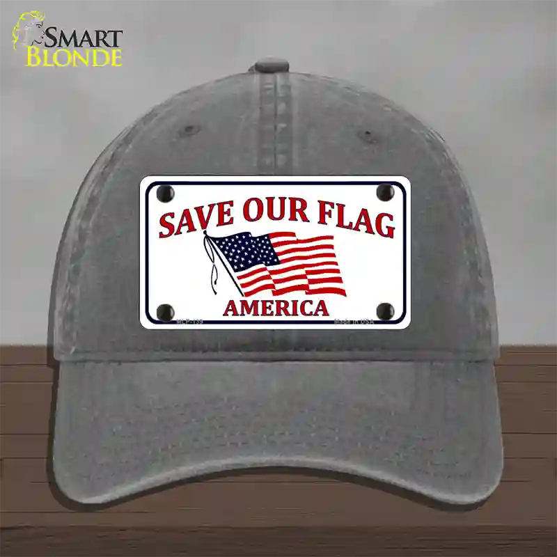 Save Our Flag Novelty License Plate Hat Unconstructed Cotton / Charcoal