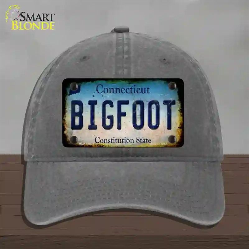 Bigfoot Connecticut Novelty License Plate Hat Tag Unconstructed Cotton / Charcoal