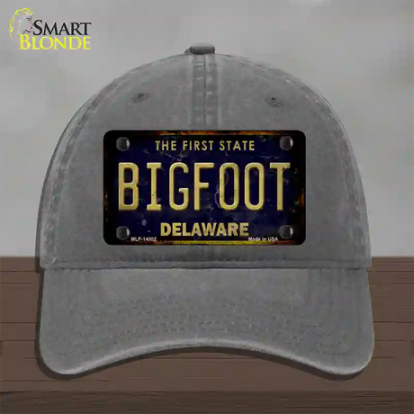 Bigfoot Delaware Novelty License Plate Hat Tag Unconstructed Cotton / Charcoal