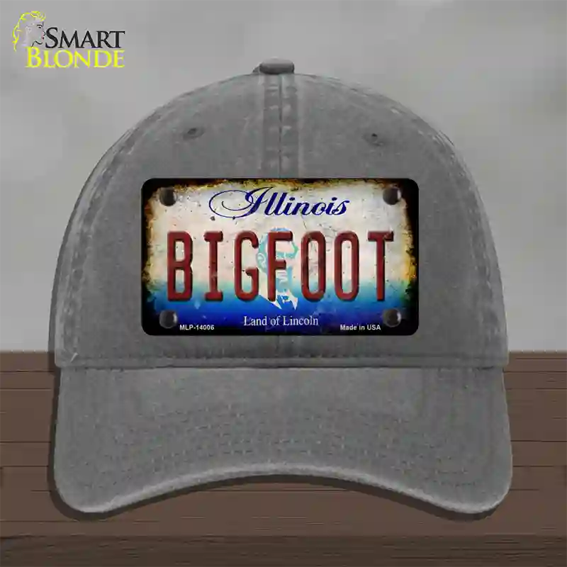 Bigfoot Illinois Novelty License Plate Hat Tag Unconstructed Cotton / Charcoal