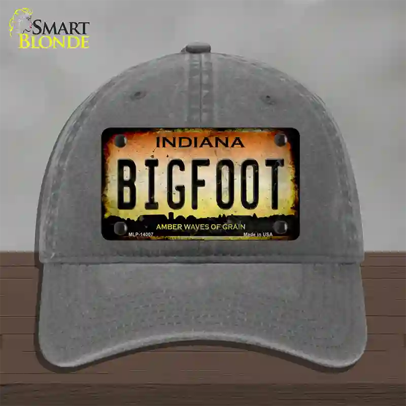 Bigfoot Indiana Novelty License Plate Hat Tag Unconstructed Cotton / Charcoal