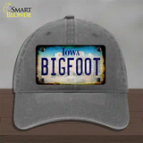 Bigfoot Iowa Novelty License Plate Hat Tag Unconstructed Cotton / Charcoal