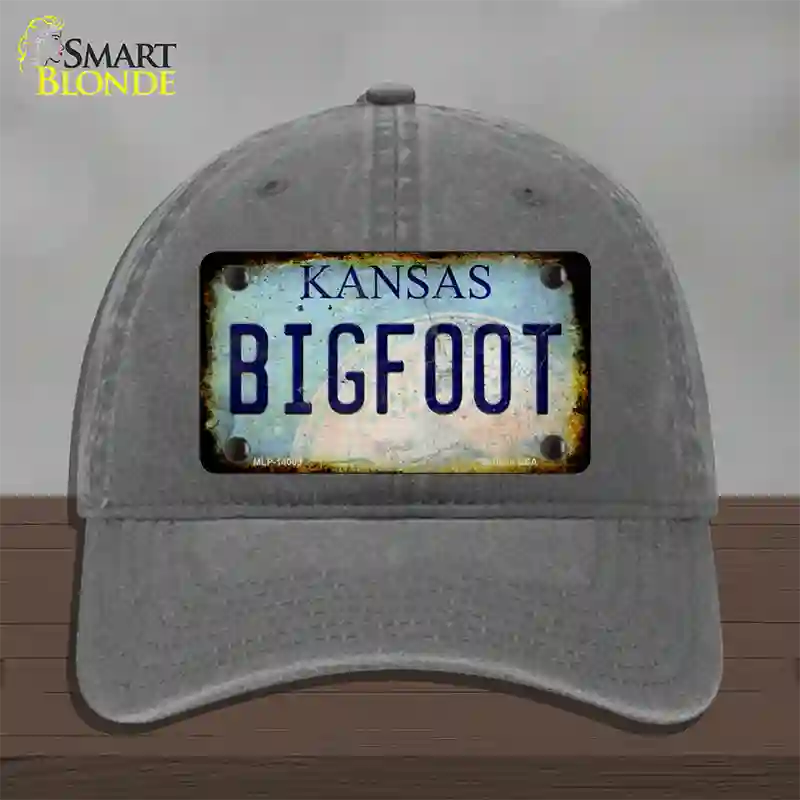 Bigfoot Kansas Novelty License Plate Hat Tag Unconstructed Cotton / Charcoal