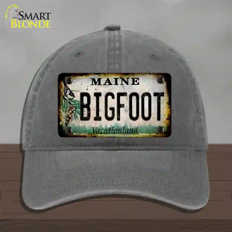 Bigfoot Maine Novelty License Plate Hat Tag Unconstructed Cotton / Charcoal