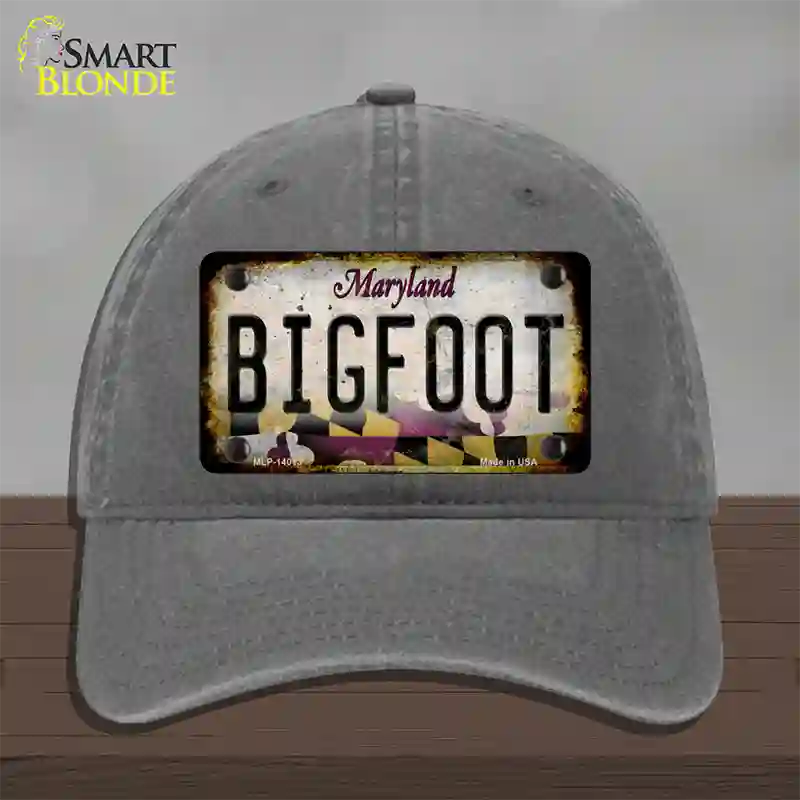 Bigfoot Maryland Novelty License Plate Hat Tag Unconstructed Cotton / Charcoal