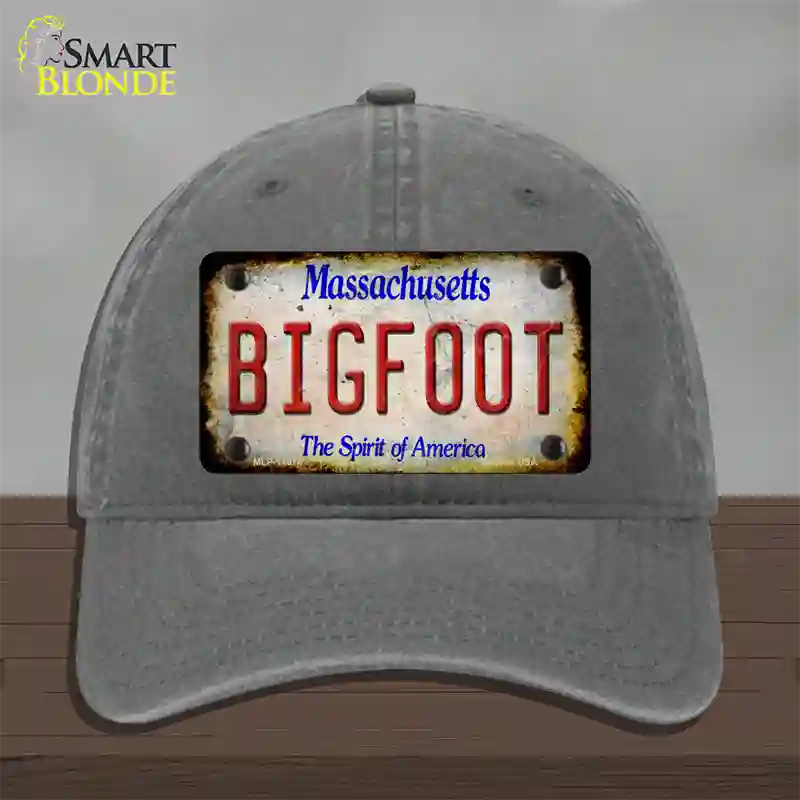 Bigfoot Massachusetts Novelty License Plate Hat Tag Unconstructed Cotton / Charcoal