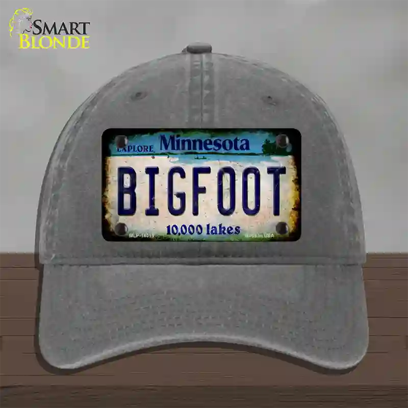 Bigfoot Minnesota Novelty License Plate Hat Tag Unconstructed Cotton / Charcoal