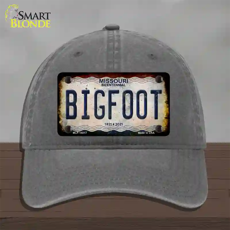 Bigfoot Missouri Novelty License Plate Hat Tag Unconstructed Cotton / Charcoal