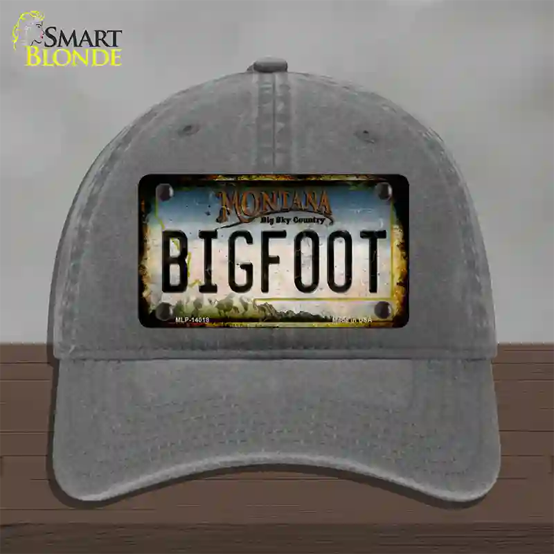 Bigfoot Montana Novelty License Plate Hat Tag Unconstructed Cotton / Charcoal