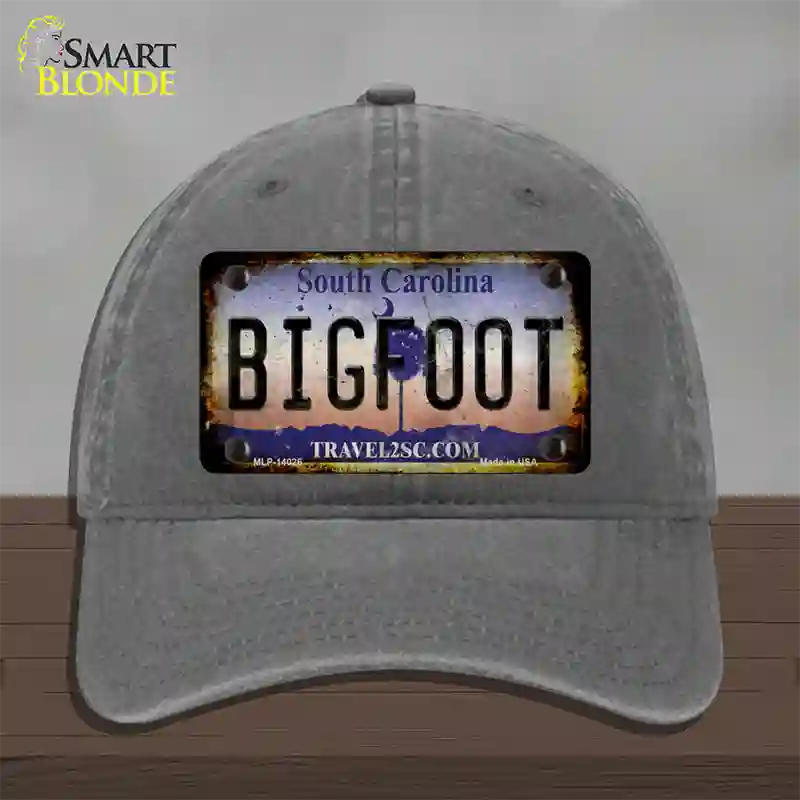 Bigfoot South Carolina Novelty License Plate Hat Tag Unconstructed Cotton / Charcoal