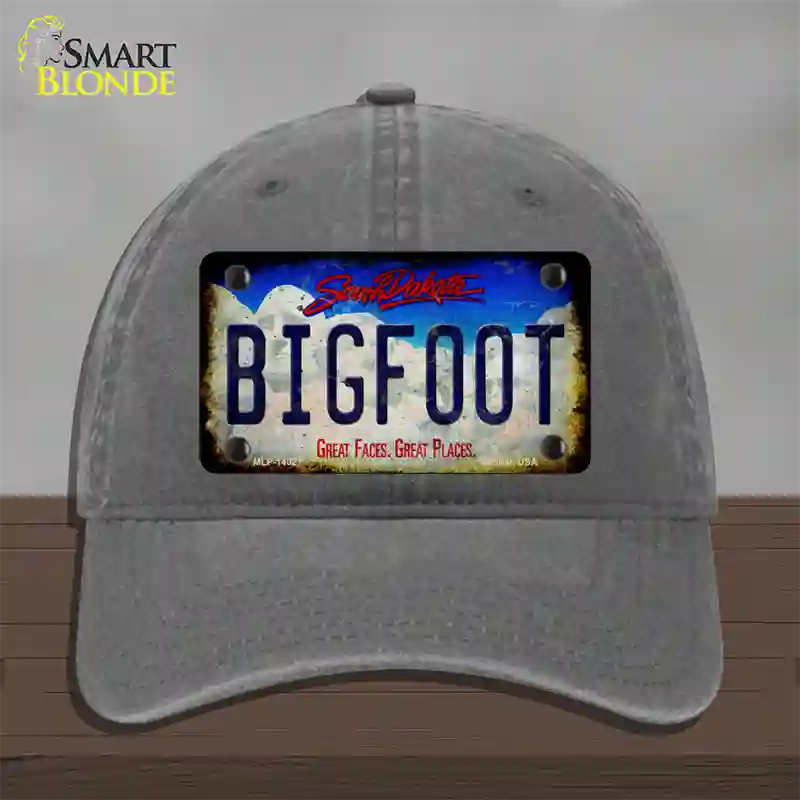 Bigfoot South Dakota Novelty License Plate Hat Tag Unconstructed Cotton / Charcoal