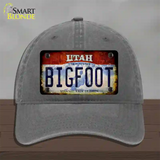 Bigfoot Utah Novelty License Plate Hat Tag Unconstructed Cotton / Charcoal