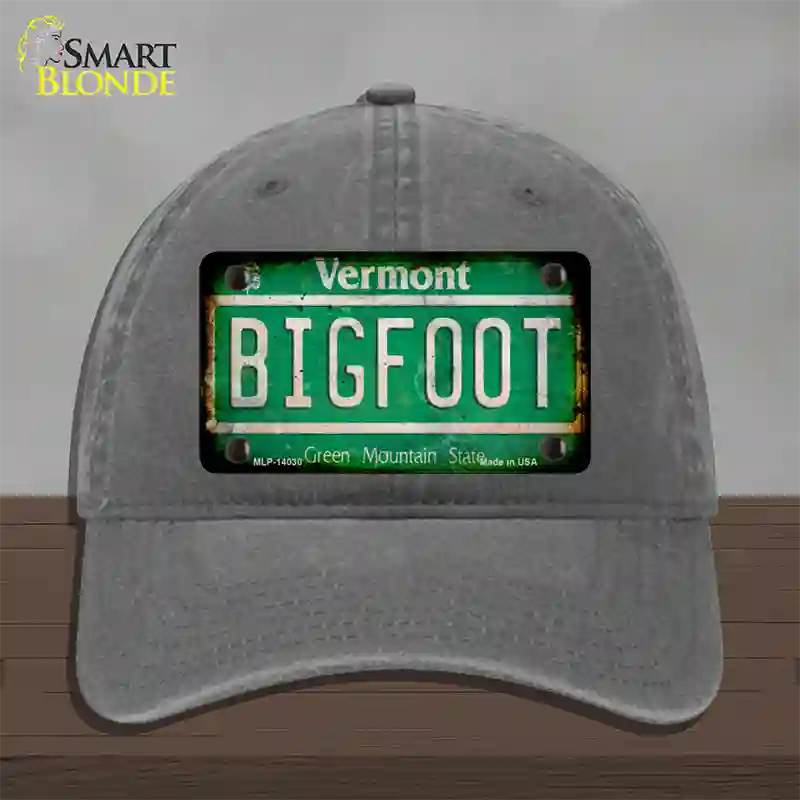 Bigfoot Vermont Novelty License Plate Hat Tag Unconstructed Cotton / Charcoal