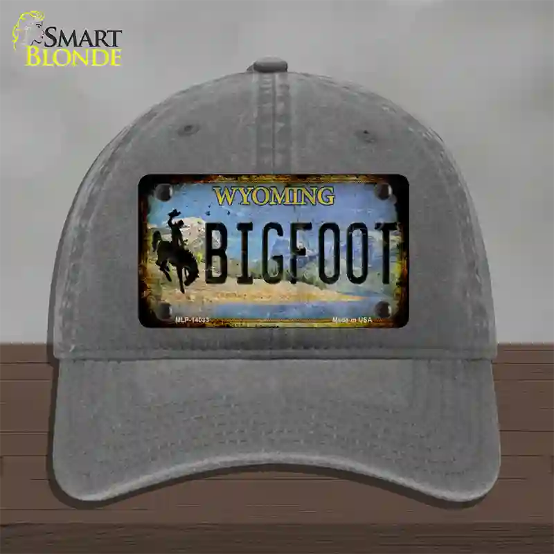 Bigfoot Wyoming Novelty License Plate Hat Tag Unconstructed Cotton / Charcoal