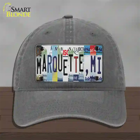 Marquette MI Strip Art Novelty License Plate Hat Tag Unconstructed Cotton / Charcoal