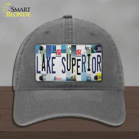 Lake Superior Strip Art Novelty License Plate Hat Tag Unconstructed Cotton / Charcoal