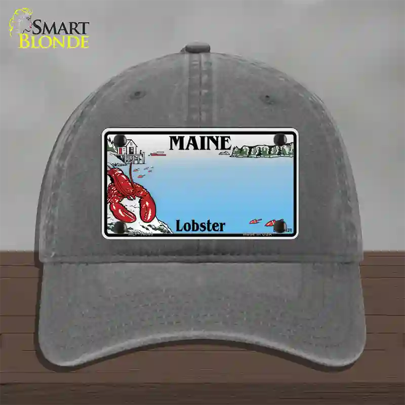 Maine Lobster Blank Novelty License Plate Hat Unconstructed Cotton / Charcoal