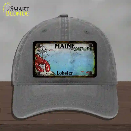 Maine Lobster Blank Rusty Novelty License Plate Hat Unconstructed Cotton / Charcoal