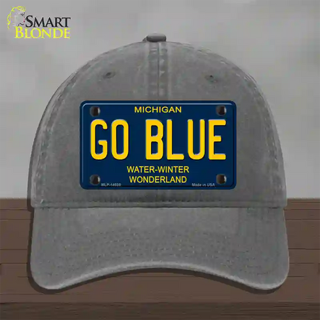 Go Blue Michigan Blue Novelty License Plate Hat Unconstructed Cotton / Charcoal