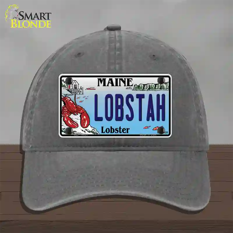 Lobstah Maine Lobster Novelty License Plate Hat Unconstructed Cotton / Charcoal