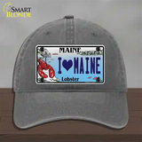 I Heart Maine Lobster Novelty License Plate Hat Unconstructed Cotton / Charcoal