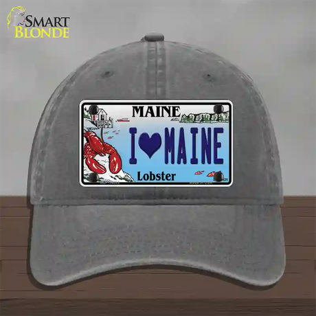 I Heart Maine Lobster Novelty License Plate Hat Unconstructed Cotton / Charcoal