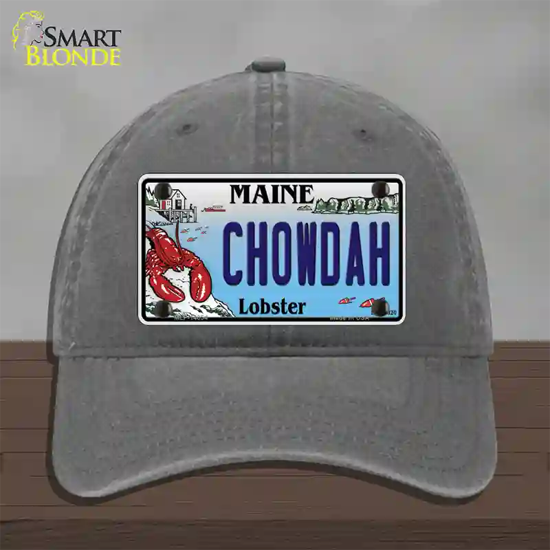 Chowdah Maine Lobster Novelty License Plate Hat Unconstructed Cotton / Charcoal