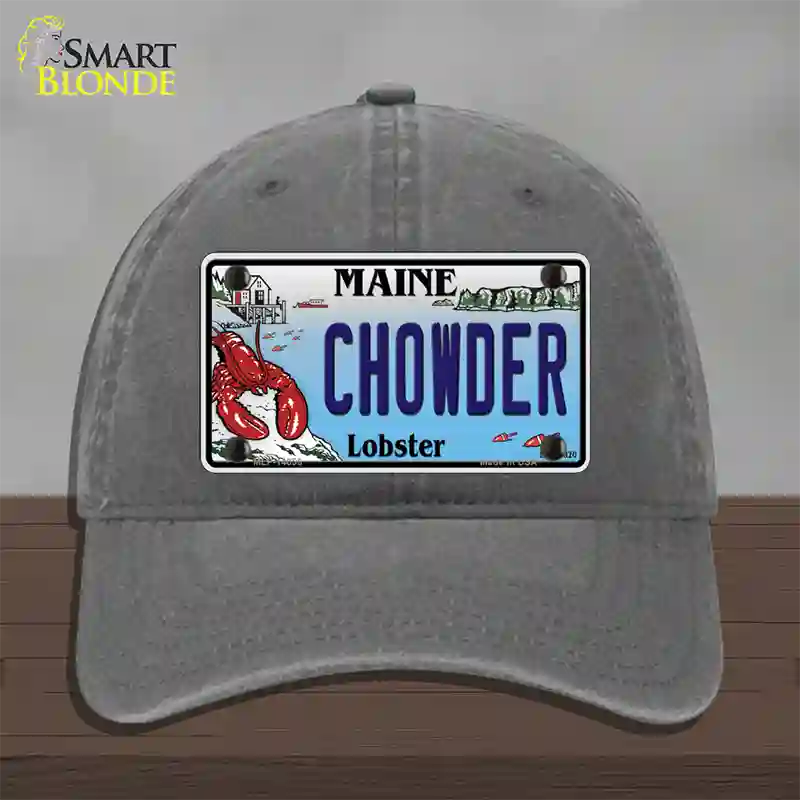 Chowder Maine Lobster Novelty License Plate Hat Unconstructed Cotton / Charcoal