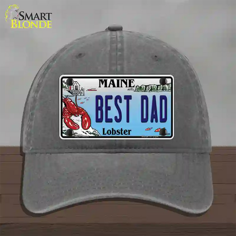 Best Dad Maine Lobster Novelty License Plate Hat Unconstructed Cotton / Charcoal