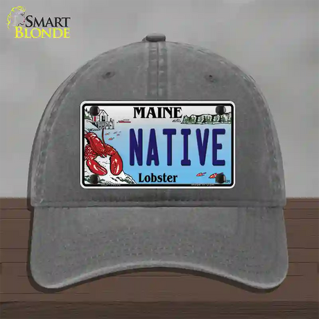 Native Maine Lobster Novelty License Plate Hat Unconstructed Cotton / Charcoal