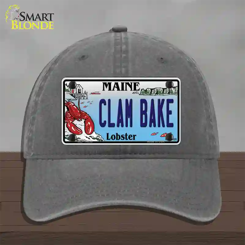 Clam Bake Maine Lobster Novelty License Plate Hat Unconstructed Cotton / Charcoal