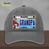 Grandpa Maine Lobster Novelty License Plate Hat Unconstructed Cotton / Charcoal