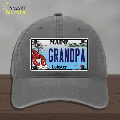 Grandpa Maine Lobster Novelty License Plate Hat Unconstructed Cotton / Charcoal