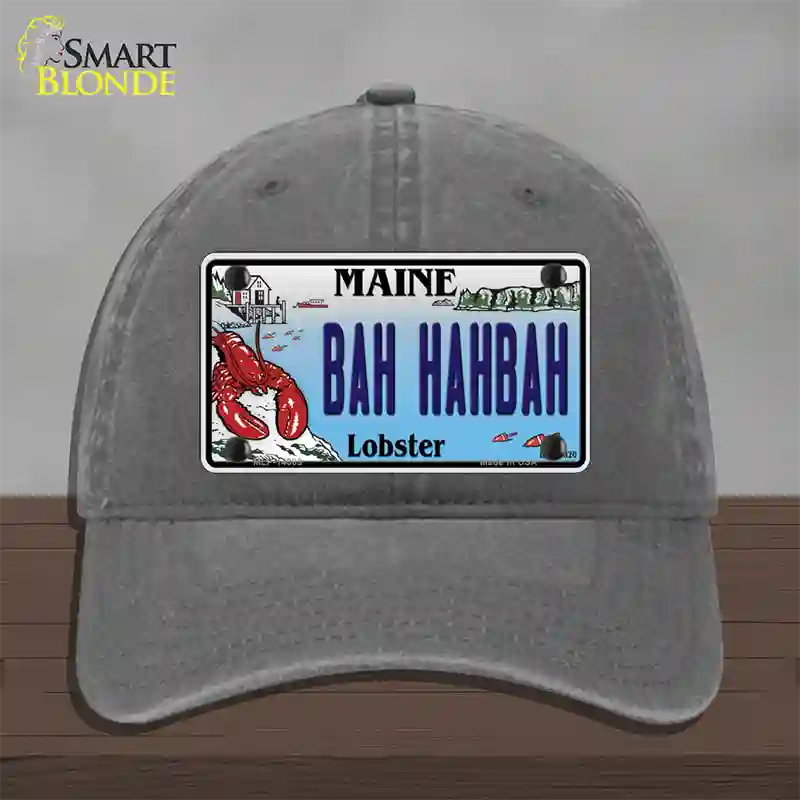 Bah Hahbah Maine Lobster Novelty License Plate Hat Unconstructed Cotton / Charcoal