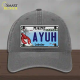 Ayuh Maine Lobster Novelty License Plate Hat Unconstructed Cotton / Charcoal