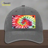 Red Swirl Tie-Dye Novelty License Plate Hat Unconstructed Cotton / Charcoal