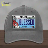 Blessed Maine Lobster Novelty License Plate Hat Unconstructed Cotton / Charcoal