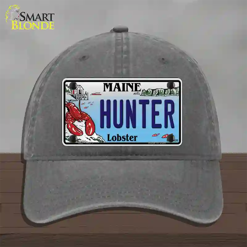 Hunter Maine Lobster Novelty License Plate Hat Unconstructed Cotton / Charcoal